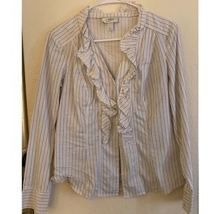 Ann Taylor Loft Ruffled Button Down